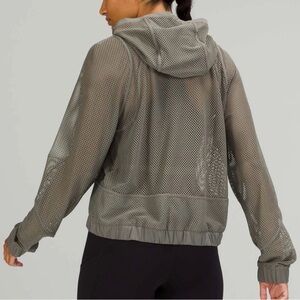 Lululemon Women Relaxed Fit Mesh Hoodie Long Sleeve Full-Zip Jacket Sz 8 Grey